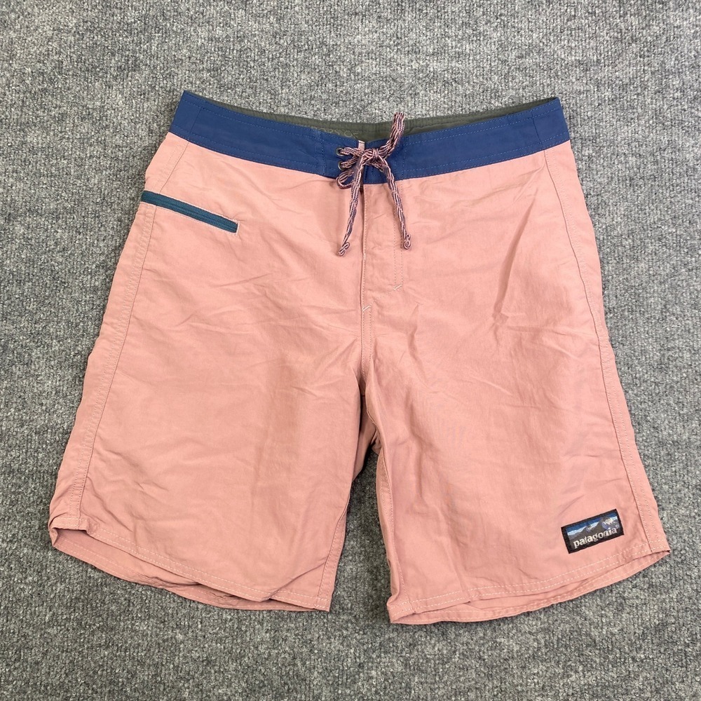 Patagonia Mens Scallop Hem Board Shorts Pink Navy Blue 28 STY86623 SP23